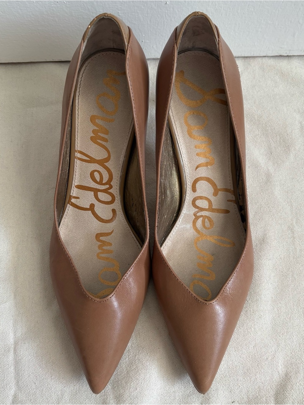 Sam Edelman Beige Leather Slip-On Pointed Toe Stiletto Pumps Women US 9 M - Picture 4 of 8